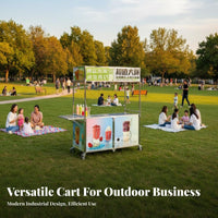 Easy Assembly Foldable Street Food Cart Heavy Duty Mobile Vending Stall Stable Structure Rolling Market Stand Strong Load-Bearing for Small Business Owners, Event Organizers, Night Markets, Outdoor Events, Trade Shows, Restaurants