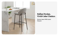 Upholstered Counter Stool with Rear Supportrest Rustic Design Bar Chair Light Luxury Design Easy Assembly for Adults