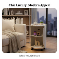 Wheeled Side Table Minimalist aesthetic Cylindrical Rolling Cabinet Space Saving
