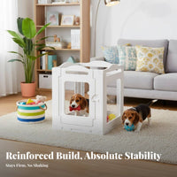 Easy to Clean Transparent Wheeled Fence Movable on Wheels Modular Panel Pen Sturdy and Stable Pet Playpen Polished Burr-Smooth Finish for Puppy Owners, Indoors, Living Room, Bedroom, Whelping