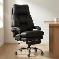 Reclining Office Chair Rolling Casters Chair with Footrest Swivel Seating Furniture for Enthusiasts