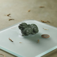 Artisan-Made Zisha Clay Pixiu Statue Yixing Clay Tea Plaything Green Mythical Beast Figurine for Collectors