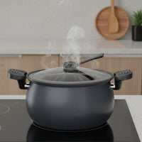 Induction and Gas Compatible Micro Pressure Cooker Non-Stick Nonstick Pressure Cooker Easy Cleaning Cooking Appliance Large Capacity for Stewing