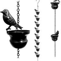 Vintage Metal Rain Chain with Bird Decor for Outdoor Garden