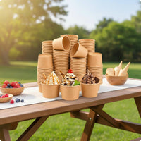 50 Pieces Kraft Paper Dessert Cup Plain Finish 8 Oz Paper Cup Compostable