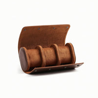 Watch Roll with 3 Slots Leather Textured Organizer Compact for Journeyers