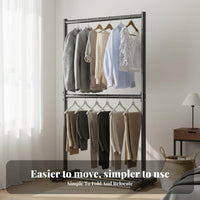 Freestanding Garment Rail Foldable Open Wardrobe System Portable Minimalist Design for Apartment Dwellers, Renters, Laundry Room