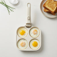 Egg Pan with Detachable Handle Induction Compatible 4 Cup Egg Frying Oven-Compatible Pan Breakfast Skillet for Apartment Dwellers, Small Kitchens