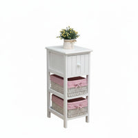 Narrow Rattan Nightstand Space-Saving Side Cabinet Minimalist and design for Students