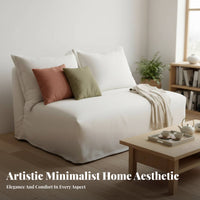 Removable and cleanable Cover Minimalist Two-Seater Couch Wabi-Sabi Inspired 2-Seater Loveseat Nordic Design Living Room Seating Japanese Aesthetic for Apartment Dthis designllers, Homeowners, Students, Small Spaces, Lounge Area, perusing corner, Bedroom