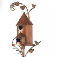 Outdoor Metal Birdhouse Garden Stakes Set of 5
