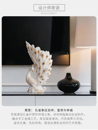 欧式简约轻奢孔雀花瓶摆件家居装饰品树脂工艺品时尚新房婚房摆设