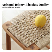 Backless Woven High Seat Vintage Design Bar Stool Tapered Legs for Cafe, Pub