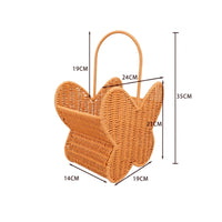 Butterfly-shaped Basket Faux Rattan Storage Basket with Handle Wicker Decorative Carrier Rustic Handwoven Surface Suitable for Desk Organization Home Use