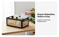 Wooden Rattan Basket Natural Material Japanese Aesthetic Storage Bin