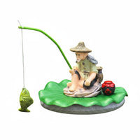 Floating Angler Figurine Pond Angler Ornament for Desktop Fountain, Garden