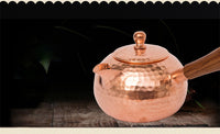 Qingkui Copper Teapot with Side Wooden Handle, Thickened Brass, for Boiling Water