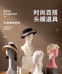 饰品店高档蕾丝头模帽子假发围巾展示支架简约假人头可直插针道具