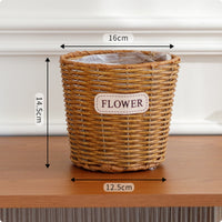 Flower Pot Basket Handwoven Round Wicker Planter Basket Plastic Weave