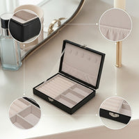Soft-Lined Necklace Organizer Box with Hooks Compact Jewelry Organizer with Hooks Versatile Jewelry Box with Band Holder Slots Secure for Vanity, Dresser