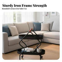 2-Tier Rolling Wheeled Trolley On Wheels 2-Tier Wavy Frame Trolley