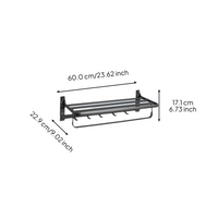Bathroom Towel Rack, Wall-Mounted Aluminum Alloy Organizer, Grey, No-Drill Installation, Toilet Brush Set