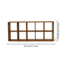 Wooden Shelf with 10 Compartments Space-Saving Wall-Mounted Display Shelf Compact for Collectors, Bedroom, Entryway
