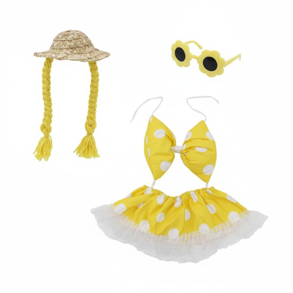 Polkas Dot Goose Ornament Hawaiian Theme Goose Costume Decor Cute Dress-Costume Design Outdoor Animal Decoration for Patio