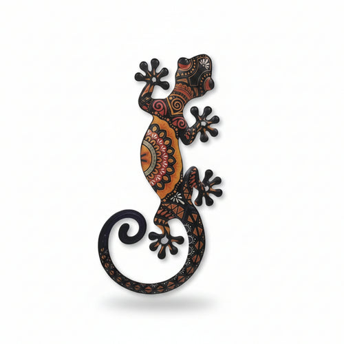 Metal Gecko Wall Art Flat Metal Reptile Wall Decor Multicolor for Bedroom