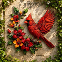 跨境Hummingbird Bloom Metal Wall Art蜂鸟彩色花朵金属背景装饰
