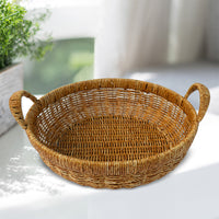 Rattan-Style Basket with Handles for Fruits and Snacks