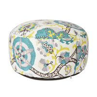 Round serpentPrint Pouf Thick and Comfortable Mandala Pillow with fringe balls