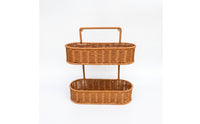 Tiered Wall Hanging Storage Basket Oval 2-Tier Wall Basket Handwoven Wicker Organizer Rustic for Bathroom, Kitchen, Vanity