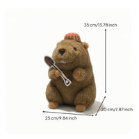 Groundhog Stuffed Animal with Cap Adorable Sitting Groundhog Stuffed Animal Squeezable Long-Lasting for Children, Nursery, Shelf
