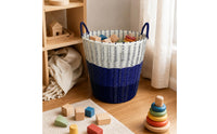 Woven Laundry Basket Tapered Wicker-Appearance Hamper Airy Weave for Bedroom