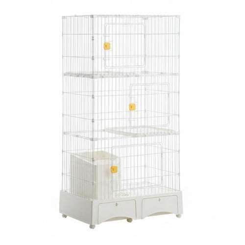 3-Story Cat Kennel with Litter Box Enclosure very Large Space for Indoors, Home