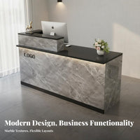 Reception Desk with Storage Multi-functional Retail Checkout Desk Stable Welcome Counter Sturdy Commercial Wood Suitable for Business Owners Company Entrance Office Reception