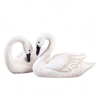 Resin Swan Figurine Weathered Finish White Swan Ornament Elegant Design