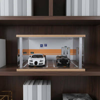 1:18 Scale Car Display Case Crystal-Clear Printing Printing LED Parking Garage