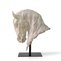 Horse Head Statue with Base Carved Bust Decorative for Mantel, Art Collectors