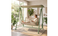 Rope-Woven Double Swing Chair Cushioned Hanging Lounge Chair Sturdy Furniture Stable for Readers, Patio, Garden