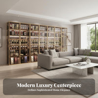 Glass Door Showcase Light Elegant Design Glass Display Cabinet with Lights LED Lighting Collectible Display Case for Hobbyists, Home Bar, Study