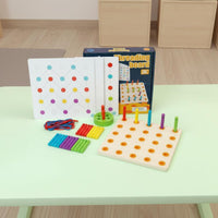 Wooden Stringing Board Hand-Visual Coordination Fine Movement Skills Pegboard Creative Pegboard Game Early STEAM Learning