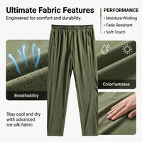 Tracksuit Bottoms Men Ice Silk Nylon for Running and Walking, Joggers with Quick Dry Breathable Material