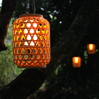 Solar Bamboo-Woven Lantern for Garden and Courtyard