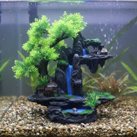 Aquatic Habitat Rockery Landscape Realistic Design Artificial Rockery with Tree Resin Mountain Decoration Aquatic Pet Habitat