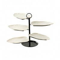5-Tier Ceramic Stand Sturdy Construction Tiered Serving Tray Easy to Clean