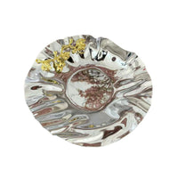 Stainless Steel Fruit Plate Lustrous Plate with Rippled Surface Decorative Tray for Dining Table, Entryway