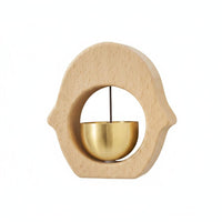 Japanese Design Entryway Brass Bell Crisp Pleasant Sound Wooden Frame Door Chime Solid Wood for Shop, Bedroom