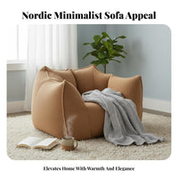 Soft Two-Seater Pouf Removable Cover Lazy Sofa Soft Texture No Assembly Required for Teens, Balcony, Book Nook Nook, Apartment